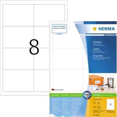 HERMA Etikett Premium 4624 97x67,7mm weiß 1.600 St./Pack. HERMA Etikett Premium 4624 97x67,7mm weiß 1.600 St./Pack.
