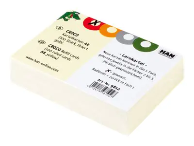 HAN CROCO - Karteikarte - A8 (52 x 74 mm) - Querformat - Gelb - Liniert (Packung mit 100) 9812