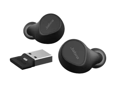 Jabra Evolve2 Buds MS - True Wireless-Kopfhörer mit Mikrofon - im Ohr - Bluetooth - aktive Rauschunterdrückung - Adapter USB-A via Bluetooth - Geräuschisolierung - Schwarz - Zertifiziert für Microsoft Teams