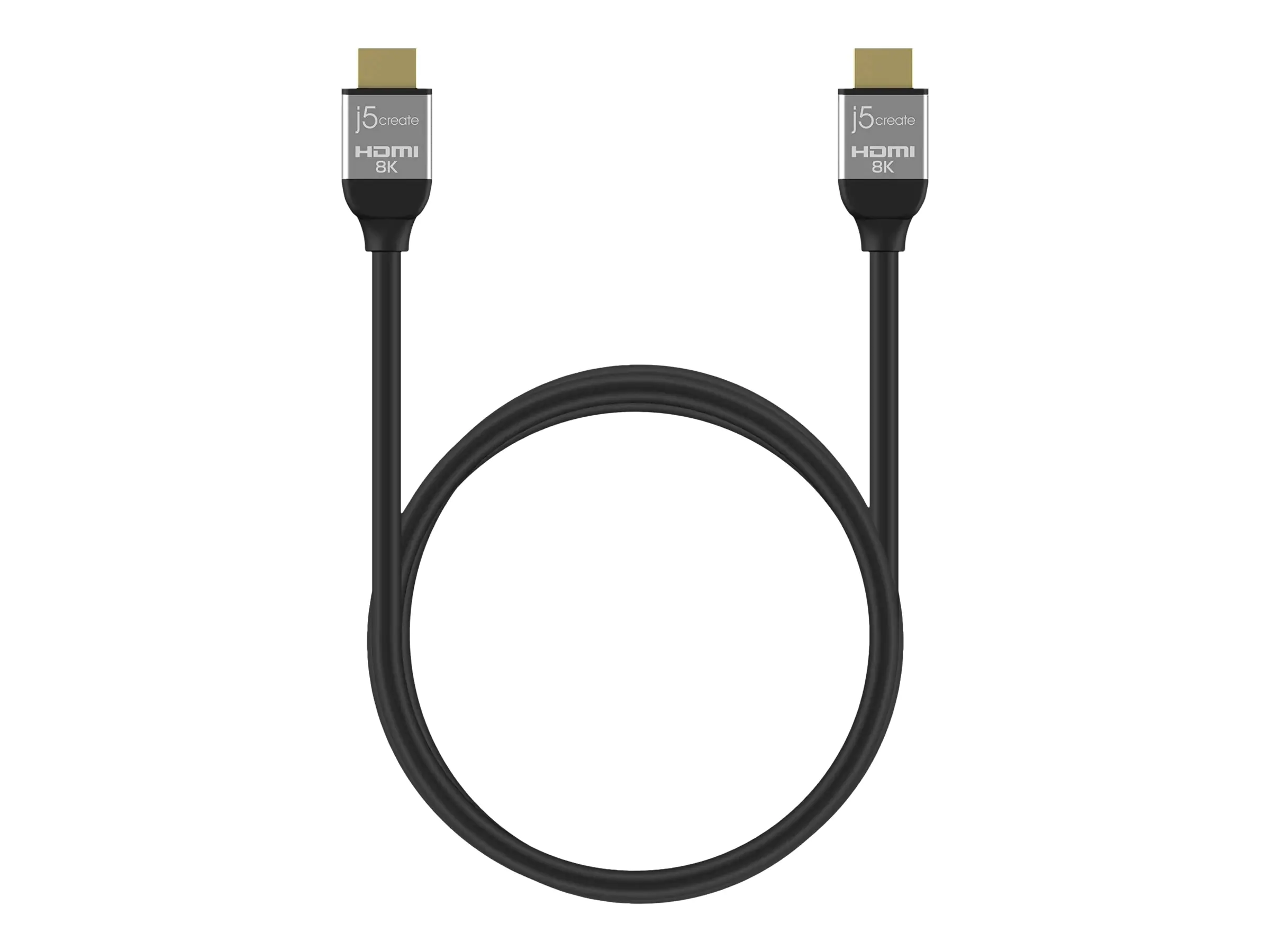 j5create JDC53 - Ultra High Speed - HDMI-Kabel - HDMI männlich zu HDMI männlich - 2 m - Vierfachisolierung - schwarz und grau - unterstützt 8K 60 Hz (7680 x 4320), unterstützt 4K 120 Hz (3840 x 2160), unterstützt 2K 144 Hz (2560 x 1440)