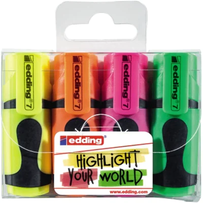 edding Textmarker 7 mini highlighter 1-3mm farbig sortiert Keilspitze 4 St./Pack.