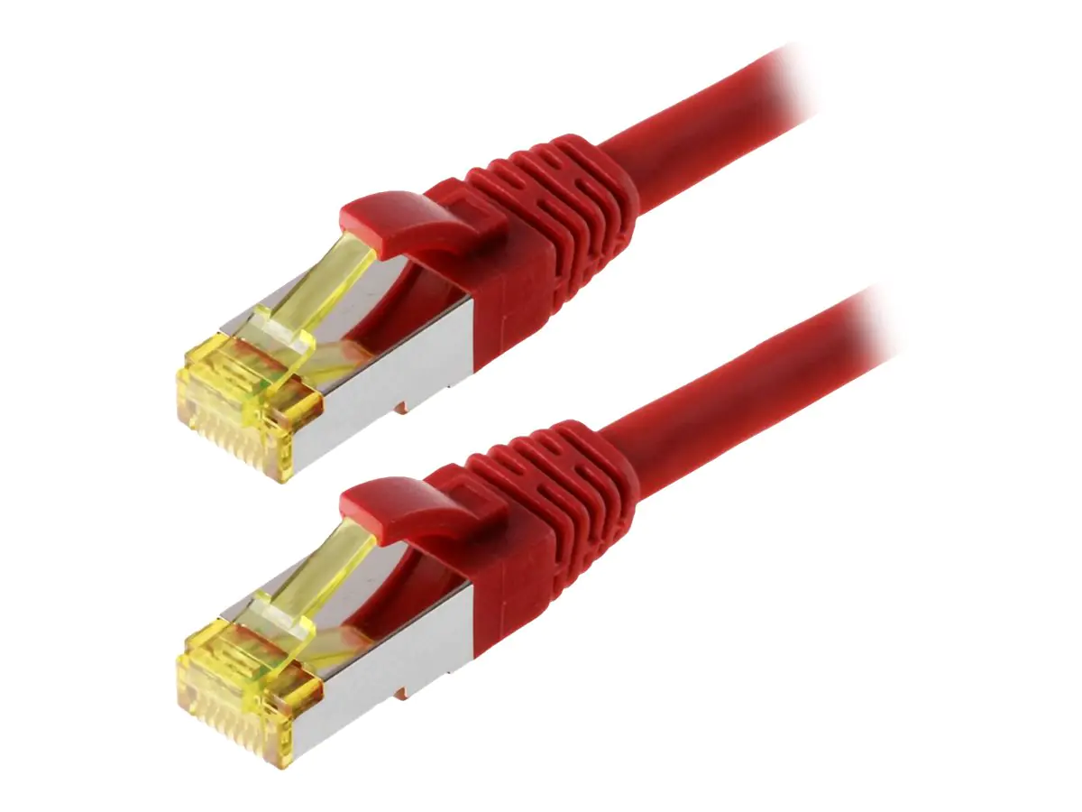 Helos - Patch-Kabel - RJ-45 (M) bis RJ-45 (M) - 50 cm - SFTP, PiMF - CAT 6a - halogenfrei, geformt, ohne Haken - Rot Helos - Patch-Kabel - RJ-45 (M) bis RJ-45 (M) - 50 cm - SFTP, PiMF - CAT 6a - halogenfrei, geformt, ohne Haken - Rot