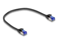 Delock - Netzwerkkabel - RJ-45 (M) zu RJ-45 (M) - 25 cm - 4.5 mm - S/FTP - CAT 6a - halogenfrei, ohne Haken - Schwarz