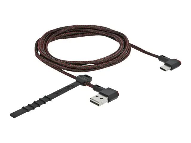 Delock Easy - USB-Kabel - USB (M) links/rechts abgewinkelt, umkehrbar zu 24 pin USB-C (M) links/rechts abgewinkelt, umkehrbar - USB 2.0 - 2 m - Schwarz