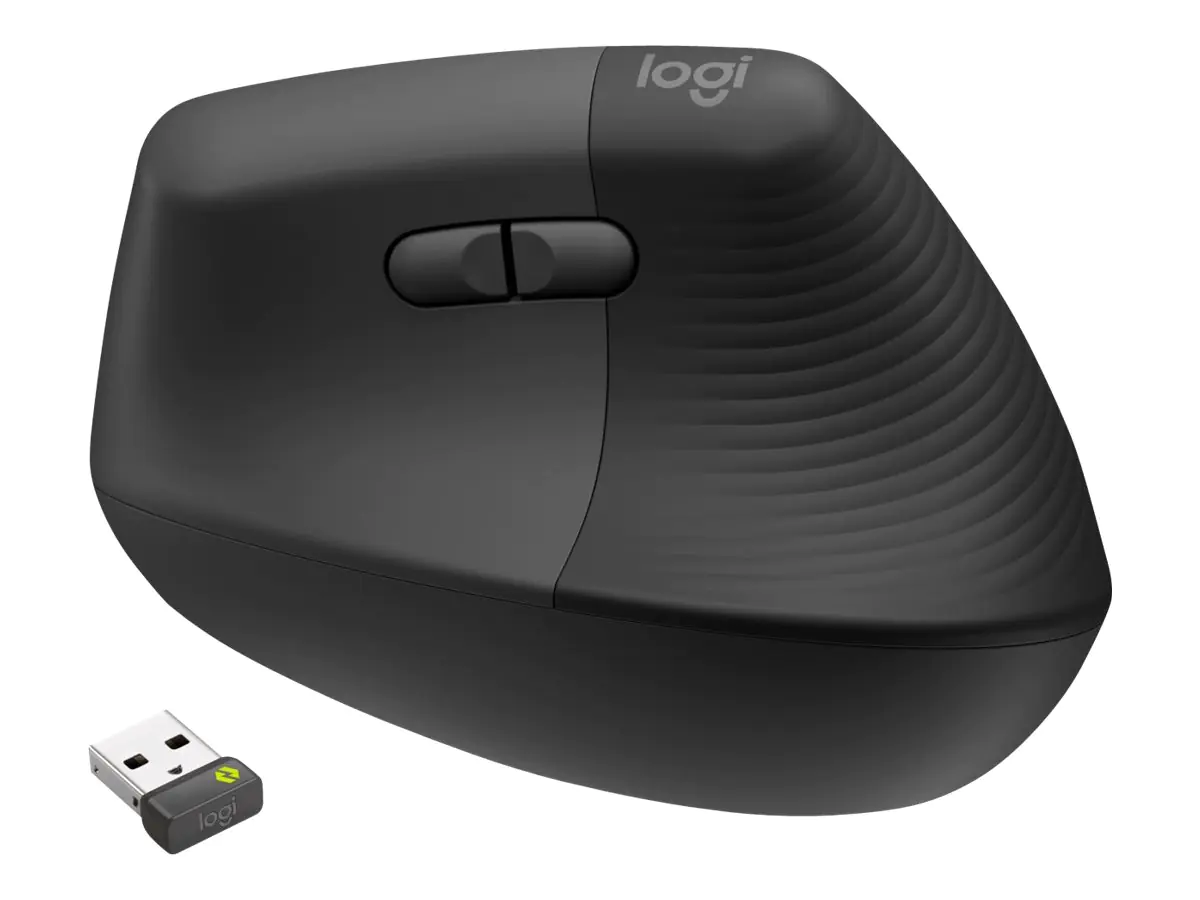 Logitech Lift for Business - Vertikale Maus - ergonomisch - 6 Tasten - kabellos - Bluetooth, 2.4 GHz - Logitech Logi Bolt USB-Receiver - Graphite