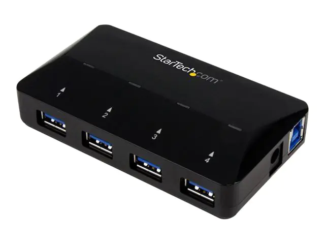 StarTech 4 Port USB 3.0 Hub plus dedizierter Ladeanschluss - 1 x 2.4 A Port - Desktop USB Hub und Schnelllade Station - USB-Umschalter für die gemeinsame Nutzung von Peripheriegeräten - 4 x SuperSpeed USB 3.0 - Desktop - für P/N: SDMSDRWU3AC, USB312SAT3CB