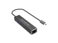 Conceptronic Adapter USB-C ->RJ45 Gigabit,2xUSB-C 2xUSB-A sw