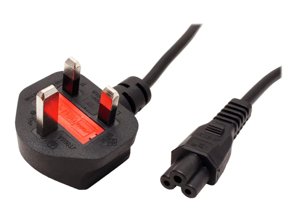 VALUE - Stromkabel - BS 1363 (M) gewinkelt bis IEC 60320 C5 gerade - Wechselstrom 250 V - 2.5 A - 1.8 m - Schwarz