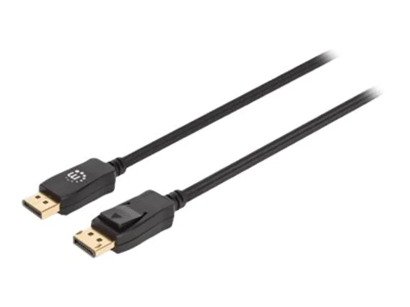 Manhattan DisplayPort 1.4 Cable, 8K@60hz, 3m, Braided Cable, Male to Male, With Latches, Fully Shielded, Black, Lifetime Warranty, Polybag - DisplayPort-Kabel - DisplayPort (M) eingerastet zu DisplayPort (M) eingerastet - DisplayPort 1.4 - 3 m - 4K Unters Manhattan DisplayPort 1.4 Cable, 8K@60hz, 3m, Braided Cable, Male to Male, With Latches, Fully Shielded, Black, Lifetime Warranty, Polybag - DisplayPort-Kabel - DisplayPort (M) eingerastet zu DisplayPort (M) eingerastet - DisplayPort 1.4 - 3 m - 4K Unters