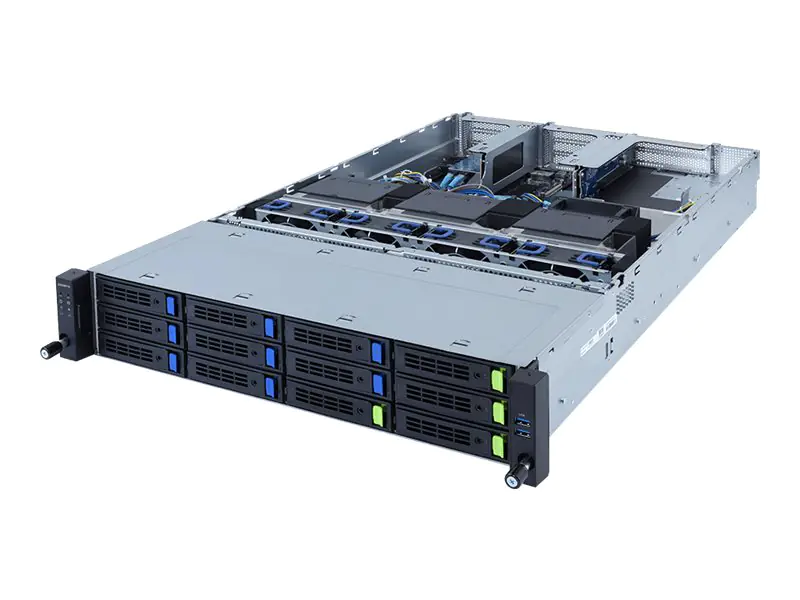 Gigabyte R282-Z96 (rev. 100) - Server - Rack-Montage - 2U - zweiweg - keine CPU - RAM 0 GB - SATA/PCI Express - Hot-Swap 6.4 cm, 8.9 cm (2.5", 3.5") Schacht/Schächte - keine HDD - AST2500 - 1GbE - kein Betriebssystem - Monitor: keiner