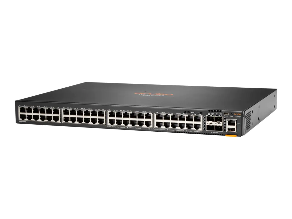 HPE Aruba Networking CX 6200F 48G 4SFP+ Switch - Switch - L3 - managed - 48 x 10/100/1000 + 4 x 100/1000/10G SFP+ - Front und Seite zu Hinterseite - an Rack montierbar HPE Aruba Networking CX 6200F 48G 4SFP+ Switch - Switch - L3 - managed - 48 x 10/100/1000 + 4 x 100/1000/10G SFP+ - Front und Seite zu Hinterseite - an Rack montierbar