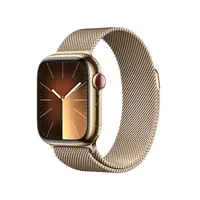 Apple Watch Series 9 (GPS + Cellular) - 41 mm - Gold, Edelstahl - intelligente Uhr mit Milanaise Armband - 64 GB - Wi-Fi, Bluetooth, UWB, LTE - 4G - 42.3 g