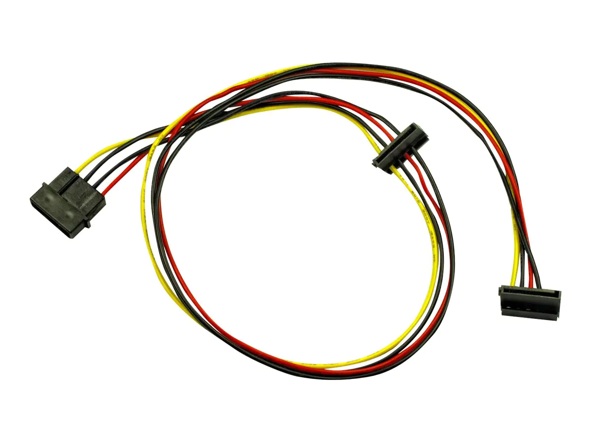 Inter-Tech - Stromkabel - interne Stromversorgung, 4-polig (M) zu SATA-Stromstecker (W) - 65 cm - 90° Stecker