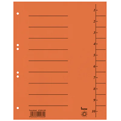 Bene Trennelement - vorgedruckt: 1-10 - für A4 (210 x 297 mm) 97300 OR