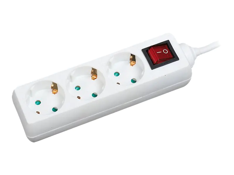 LogiLink - Steckdosenleiste - Wechselstrom 250 V - 3500 Watt - Ausgangsanschlüsse: 3 - 1.4 m Schnur - weiß