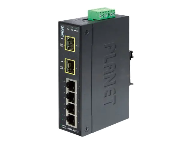 PLANET ISW-621TF - Switch - 4 x 10/100 + 2 x SFP - an DIN-Schiene montierbar, wandmontierbar - Gleichstrom