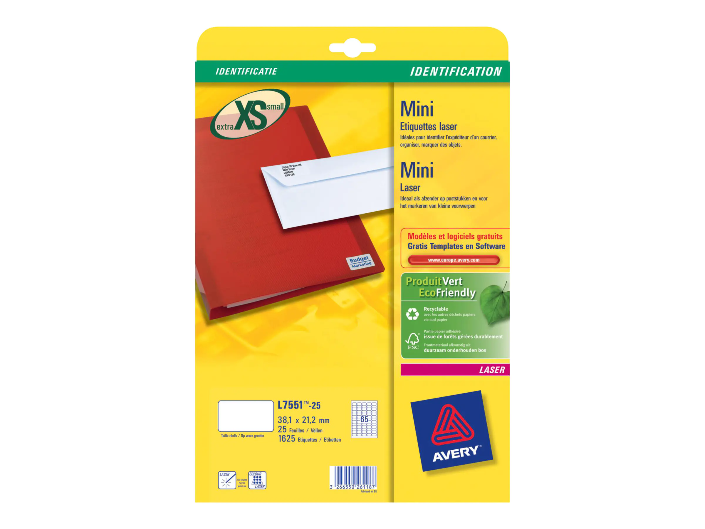 Avery Zweckform Avery - 21.2 x 38.1 mm 1625 Stck. (25 Bogen x L7551-25