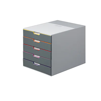 DURABLE Schubladenbox VARICOLOR 5 760527 5Schubfächer grau/bunt DURABLE Schubladenbox VARICOLOR 5 760527 5Schubfächer grau/bunt
