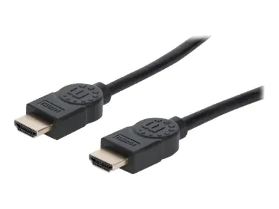 Manhattan HDMI Cable with Ethernet, 4K@60Hz (Premium High Speed), 1m, Male to Male, Black, Ultra HD 4k x 2k, Fully Shielded, Gold Plated Contacts, Lifetime Warranty, Polybag - HDMI-Kabel mit Ethernet - HDMI männlich zu HDMI männlich - 1 m - Doppelisolieru