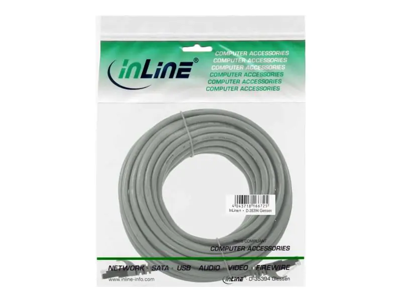 InLine - Patch-Kabel - RJ-45 (M) bis RJ-45 (M) - 40 m - SFTP - CAT 5e - geformt, ohne Haken - Grau