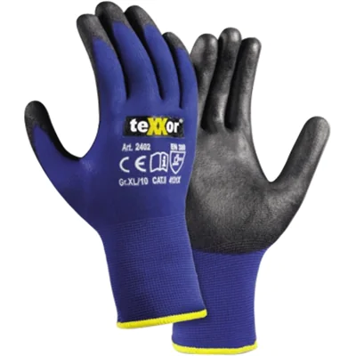 teXXor® Arbeitshandschuhe TOUCH 8 93 % Nylon, 7 % Gummi blau/schwarz