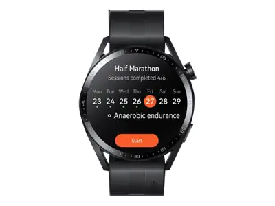 Huawei Watch GT 3 - Active Edition - 46 mm - Black Steel - intelligente Uhr mit Riemen - Flouroelastomer - schwarz - Handgelenkgröße: 140-210 mm - Anzeige 3.6 cm (1.43") - 4 GB - Bluetooth - 42.6 g