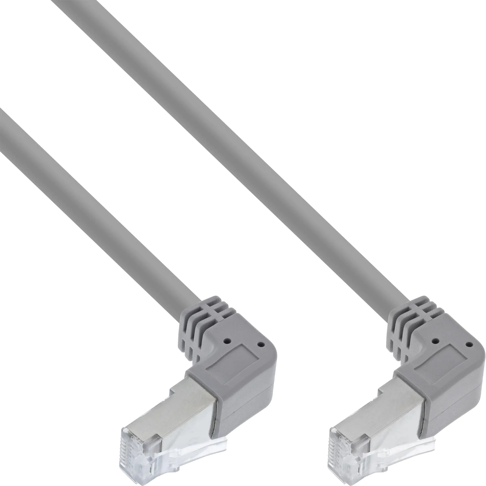 InLine - Patch-Kabel - RJ-45 (M) nach unten gewinkelt zu RJ-45 (M) nach unten gewinkelt - 1.1 m - 6 mm - SFTP, PiMF - CAT 6 - geformt, rund - Grau