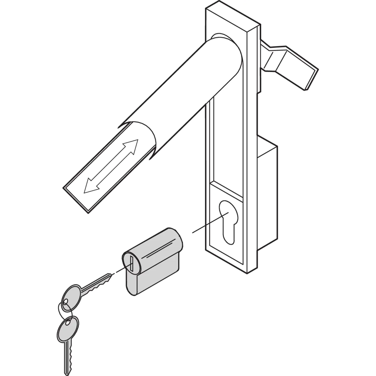 SCHROFF DIN locking cylinder with adapter - Rack-Sicherheitsschloss