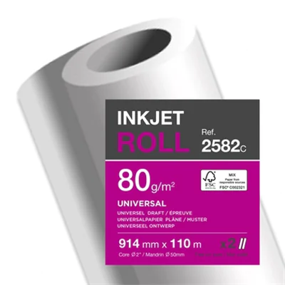 Clairefontaine Inkjetplotterpapier UNIVERSAL 914 mm x 110 m (B x L) 80g/m² hochweiß 2 Rl./Pack. Clairefontaine Inkjetplotterpapier UNIVERSAL 914 mm x 110 m (B x L) 80g/m² hochweiß 2 Rl./Pack.