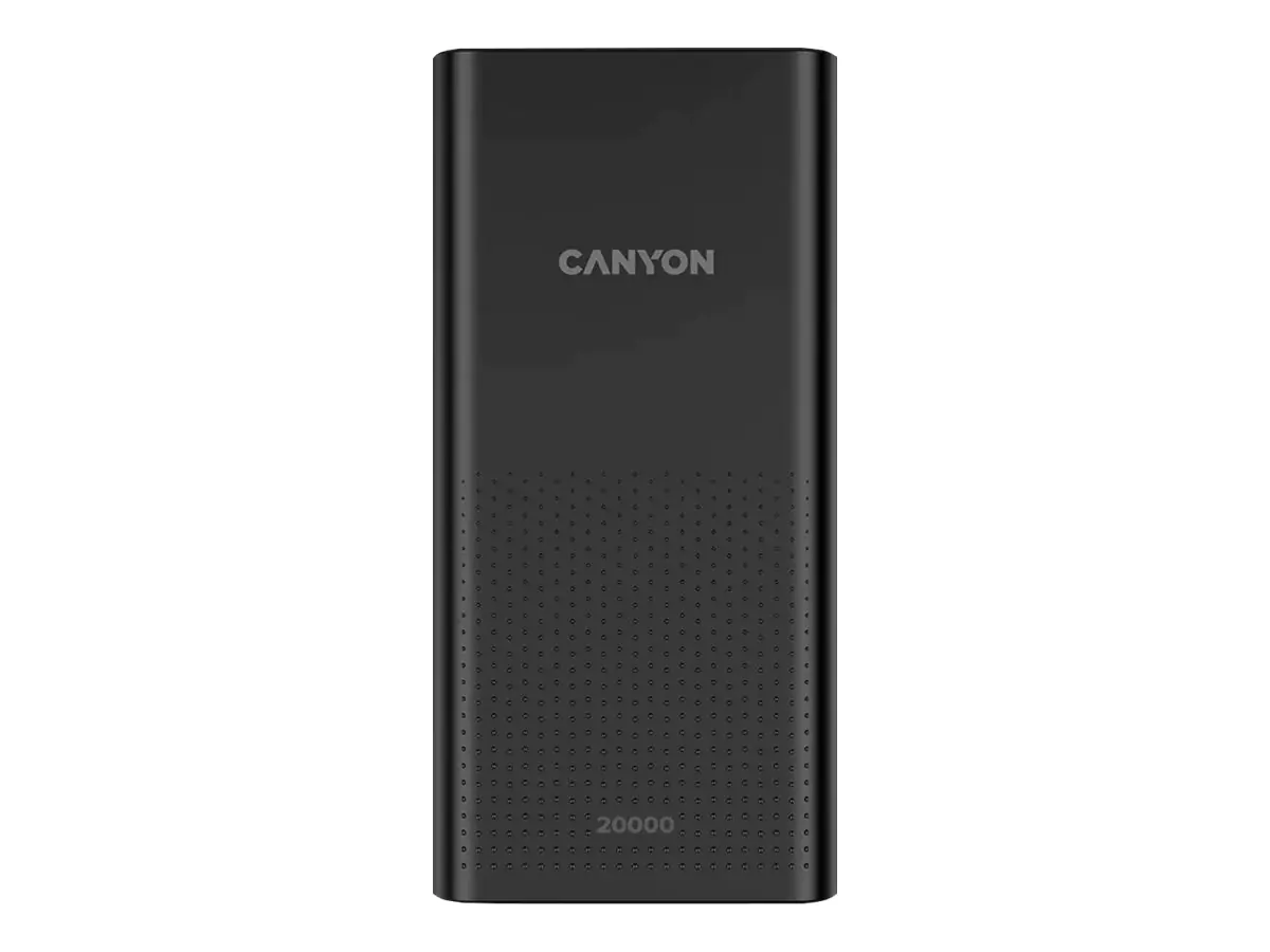 Canyon PB-2001 - Powerbank - 20000 mAh - 2.1 A - 2 Ausgabeanschlussstellen (USB) - auf Kabel: USB-C - Schwarz