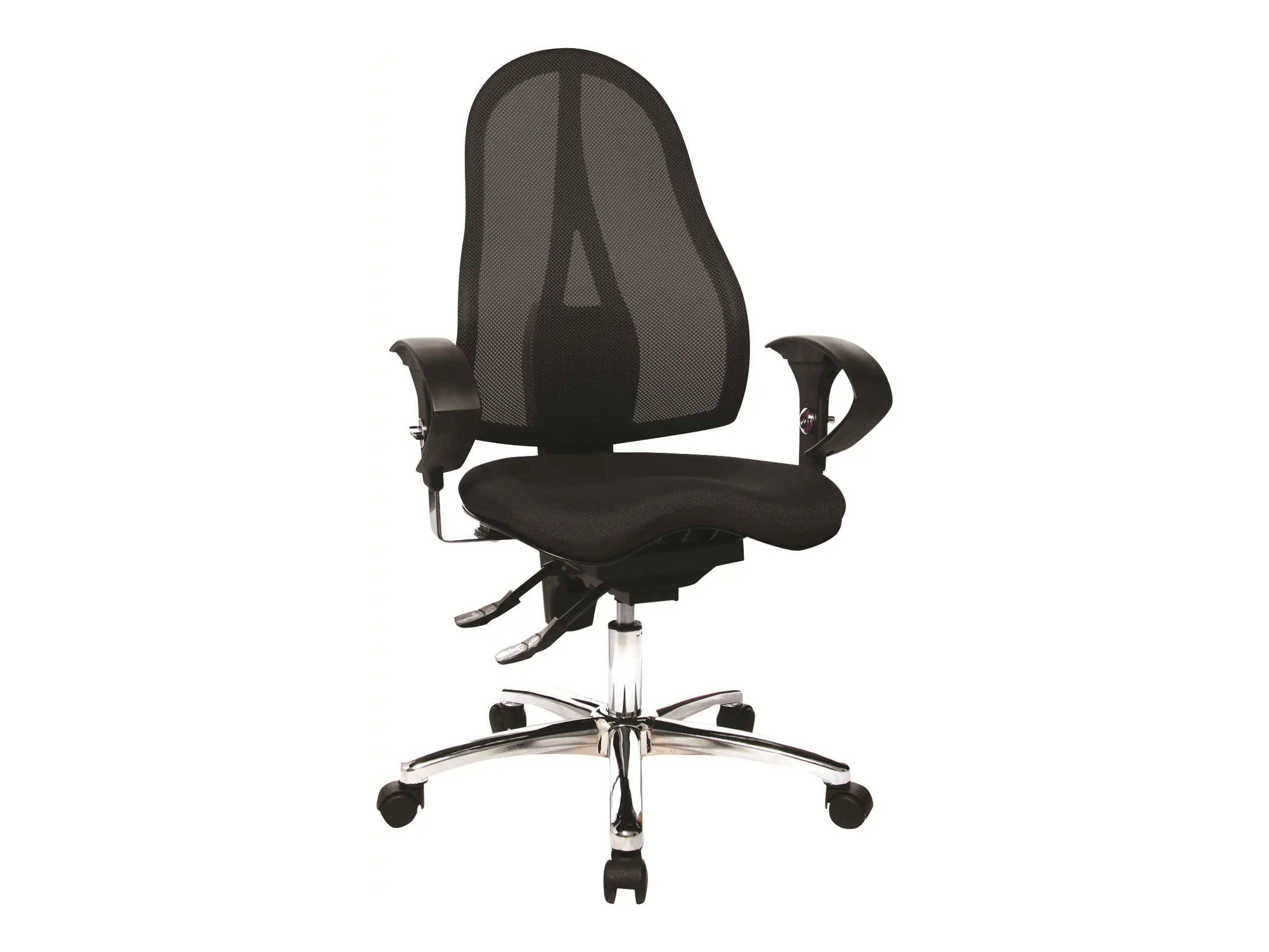 TOPSTAR Bürodrehstuhl Sitness® 15 46-56cm Permanentkontaktmechanik Rolle hart gebremst (für Teppichboden) Stahl, verchromt schwarz