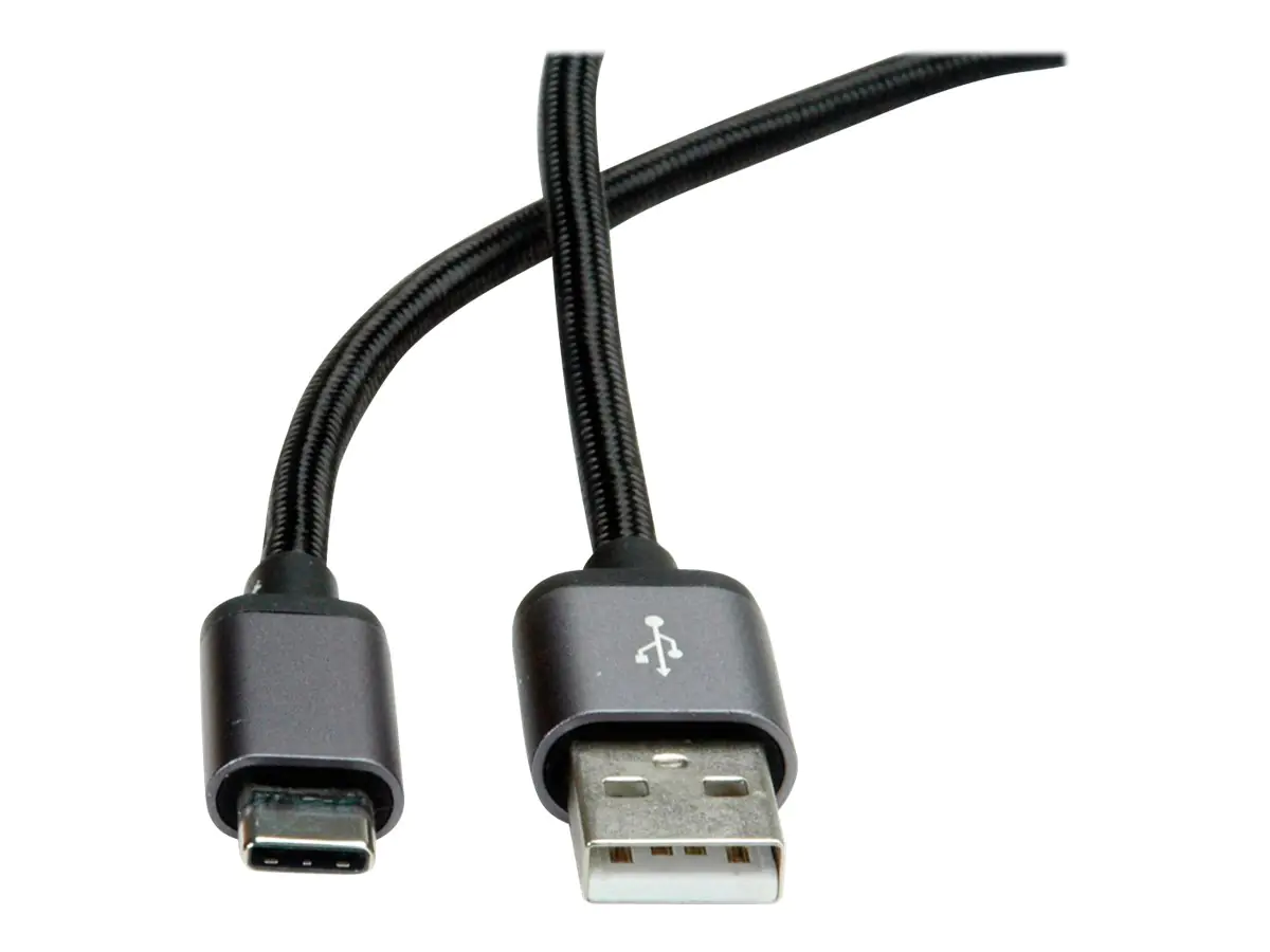 Roline - USB-Kabel - USB-C (M) gelötet zu USB (M) gelötet - USB 2.0 - 1.8 m - Schwarz