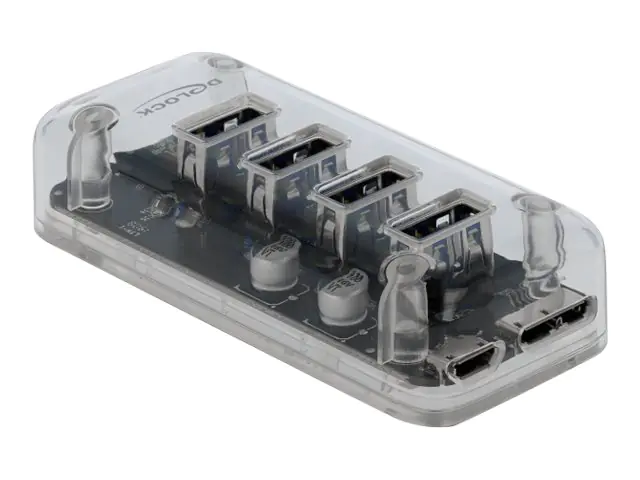 DeLOCK Externer USB 3.0 Hub mit 4 Ports transparent - Hub - 4 x SuperSpeed USB 3.0 - Desktop