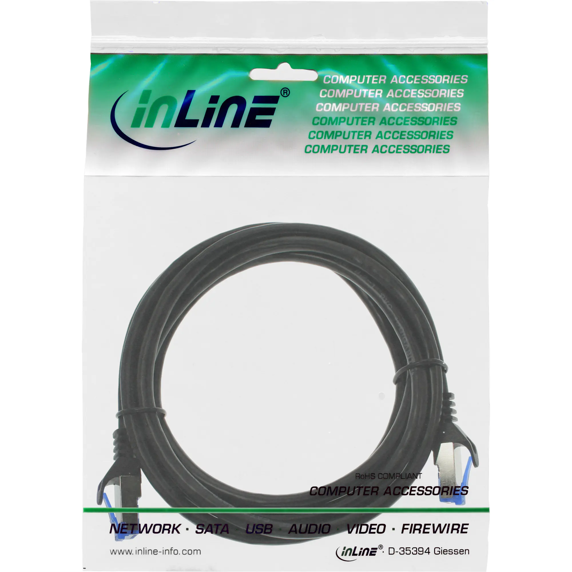 InLine Patchkabel armiert - U/FTP - Cat.6A - schwarz - 3m InLine Patchkabel armiert - U/FTP - Cat.6A - schwarz - 3m