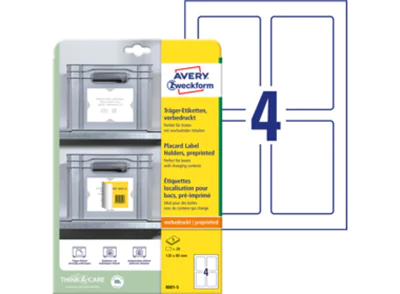 Avery Zweckform Träger-Etikett 120 x 80 mm (B x H) Polypropylen weiß/hellgrau 20 Etik./Pack. Avery Zweckform Träger-Etikett 120 x 80 mm (B x H) Polypropylen weiß/hellgrau 20 Etik./Pack.