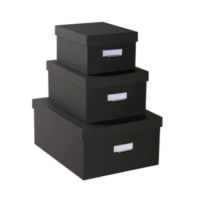 Exacompta Aufbewahrungsbox Office By Me 16 x 11 x 20 cm (B x H x T), 20 x 13 x 26 cm (B x H x T), 26 x15 x 35 cm (B x H x T) DIN A6+, DIN A5+, DIN A4+ Recyclingkarton, Papier kaschiert schwarz