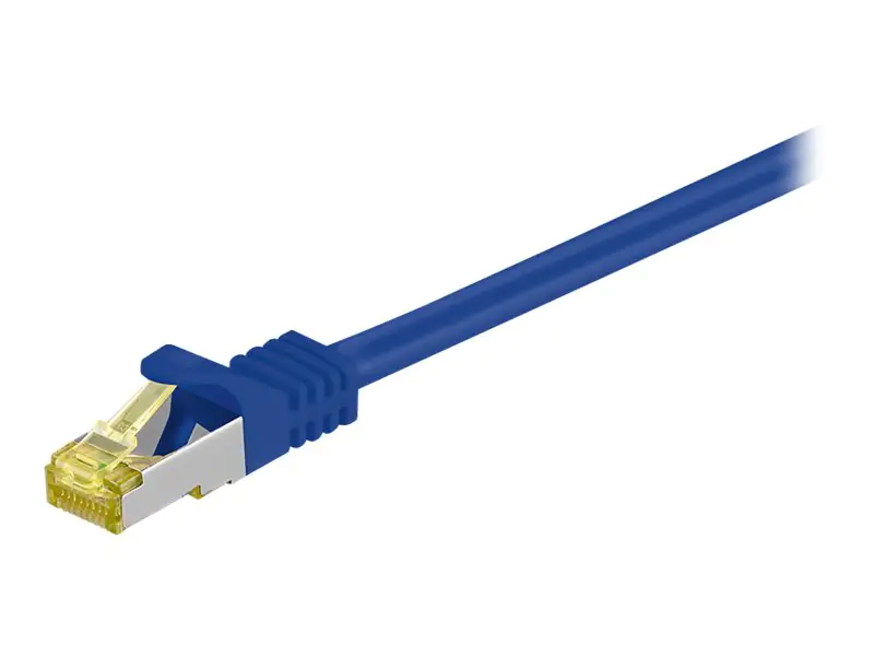 goobay - Patch-Kabel - RJ-45 (M) zu RJ-45 (M) - 1.5 m - SFTP, PiMF - CAT 7 - halogenfrei, geformt, ohne Haken - Blau