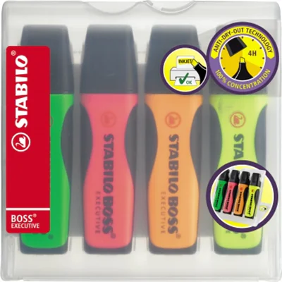STABILO BOSS Executive, 4 Stück(e), Grün, Orange, Pink, Gelb, 3 Jahr(e), Meißel, Mehrfarbig, 2 mm 73/4