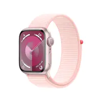 Apple Watch Series 9 (GPS) - 41 mm - Pink Aluminum - intelligente Uhr mit Sportschleife - weiches, zweilagiges Nylon - Light Pink - 64 GB - Wi-Fi, Bluetooth, UWB - 31.9 g