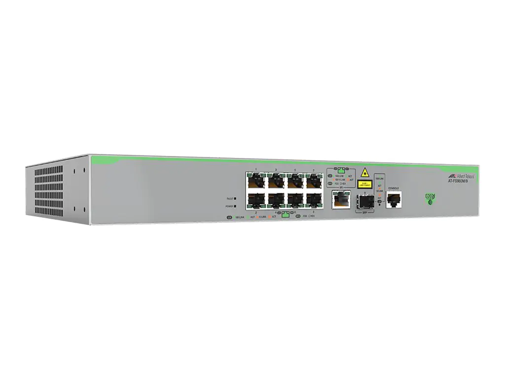 Allied Telesis CentreCOM FS980M/9 - Switch - L3 - managed - 8 x 10/100 + 1 x Combo Gigabit SFP (Uplink) - an Rack montierbar