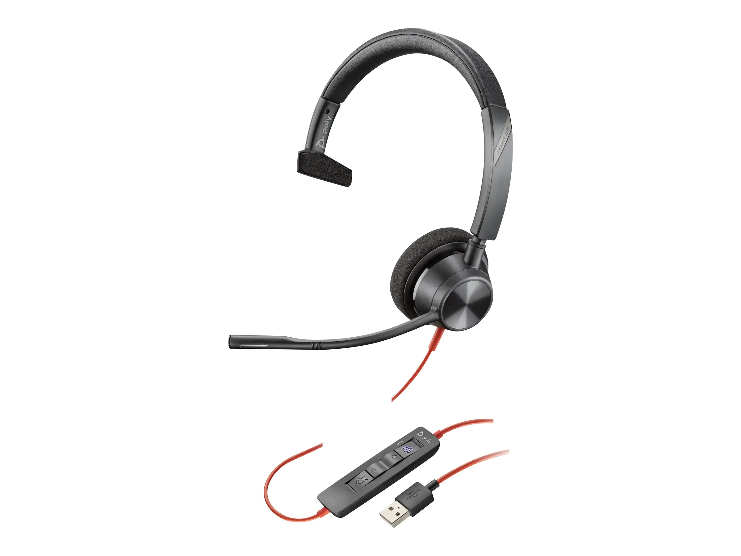 Poly Blackwire 3310 - Blackwire 3300 series - Headset - On-Ear - kabelgebunden - USB-A - Schwarz