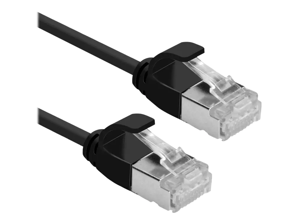 Roline DataCenter - Patch-Kabel - RJ-45 (M) zu RJ-45 (M) - 50 cm - U/FTP - CAT 6a - halogenfrei, geformt, ohne Haken, verseilt, 10 Gigabit Ethernet - Schwarz, pantone 3C