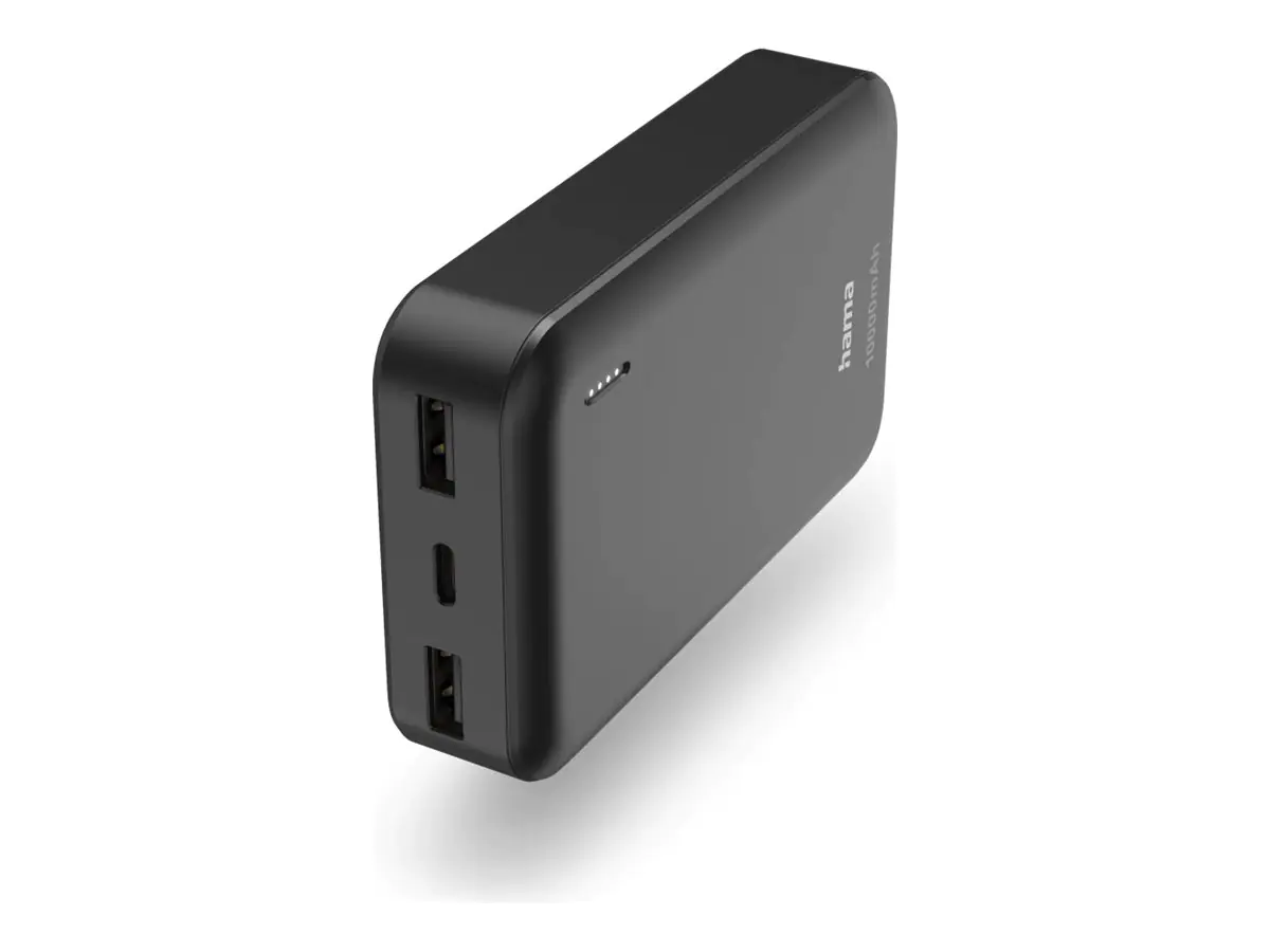 Hama Pocket 10 - Powerbank - 10000 mAh - 37 Wh - 2.1 A - Fast Charge - 2 Ausgabeanschlussstellen (USB) - auf Kabel: USB-C - Anthrazit
