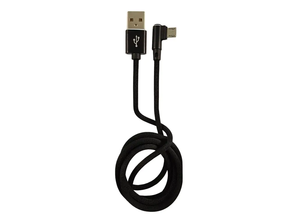 LC Power - USB-Kabel - USB (M) zu Micro-USB Typ B (M) gewinkelt - 2 A - 1 m - Schwarz