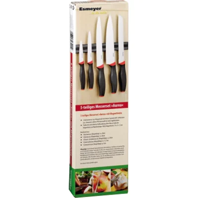 Esmeyer Messerset AUREA 291-423 5teilig Magnetleiste schwarz/rot