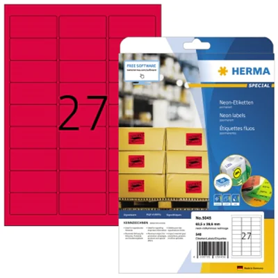 HERMA Etikett 5045 63,5x29,6mm neonrot 540 St./Pack. HERMA Etikett 5045 63,5x29,6mm neonrot 540 St./Pack.