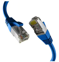 EFB-Elektronik - Patch-Kabel - RJ-45 (M) zu RJ-45 (M) - 1.5 m - 6.2 mm - S/FTP, PiMF - CAT 8.1 - geschirmt, halogenfrei, geformt, verseilt, Knickschutzmanschette, 40 Gigabit Ethernet, Steckerbelegung 1:1 - Blau