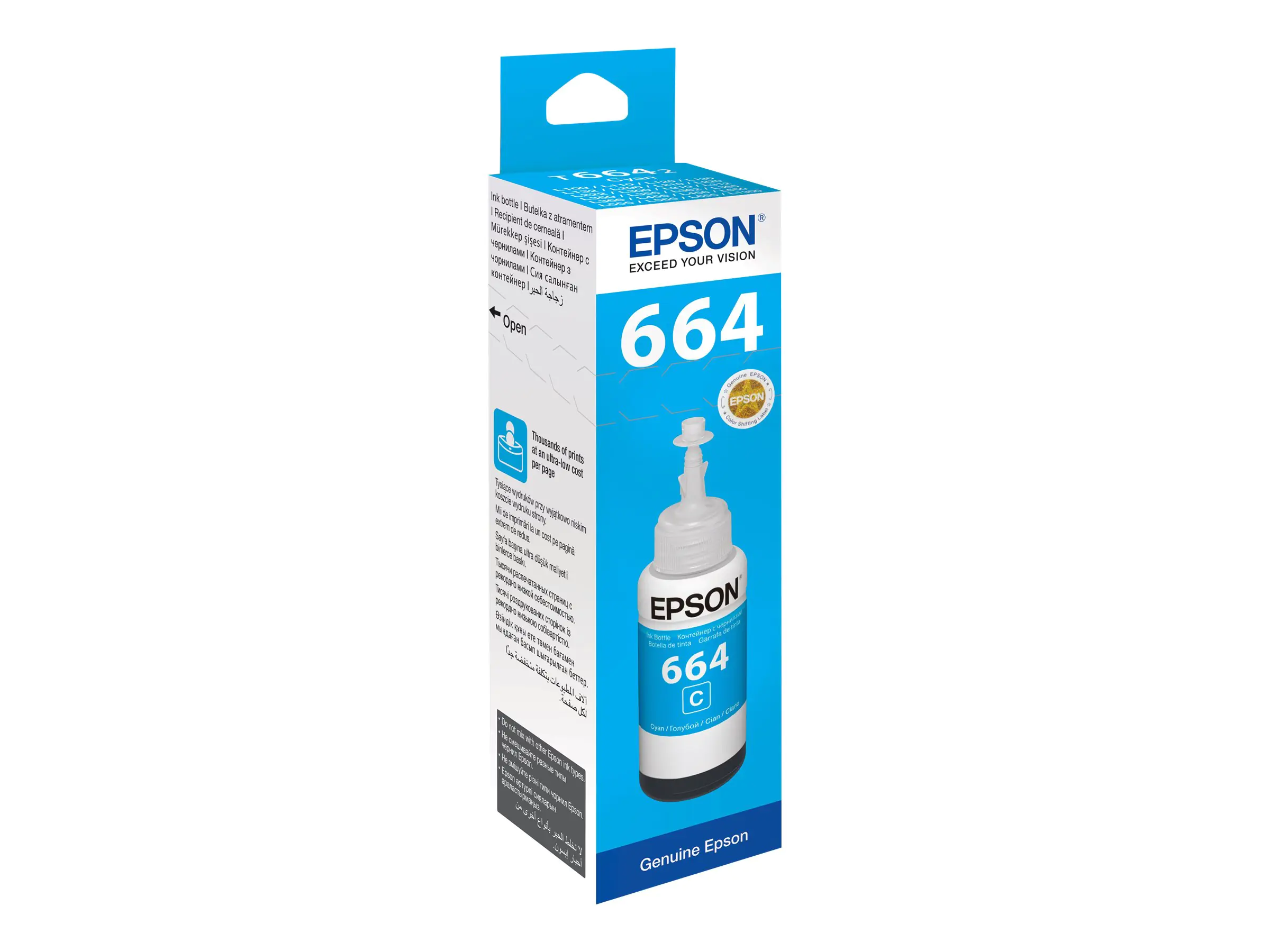 Epson T6642 - 70 ml - Cyan - original - Nachfülltinte - für Epson L386; EcoTank ET-2600, 2650, L121, L1455; EcoTank ITS L3050, L3060, L3070