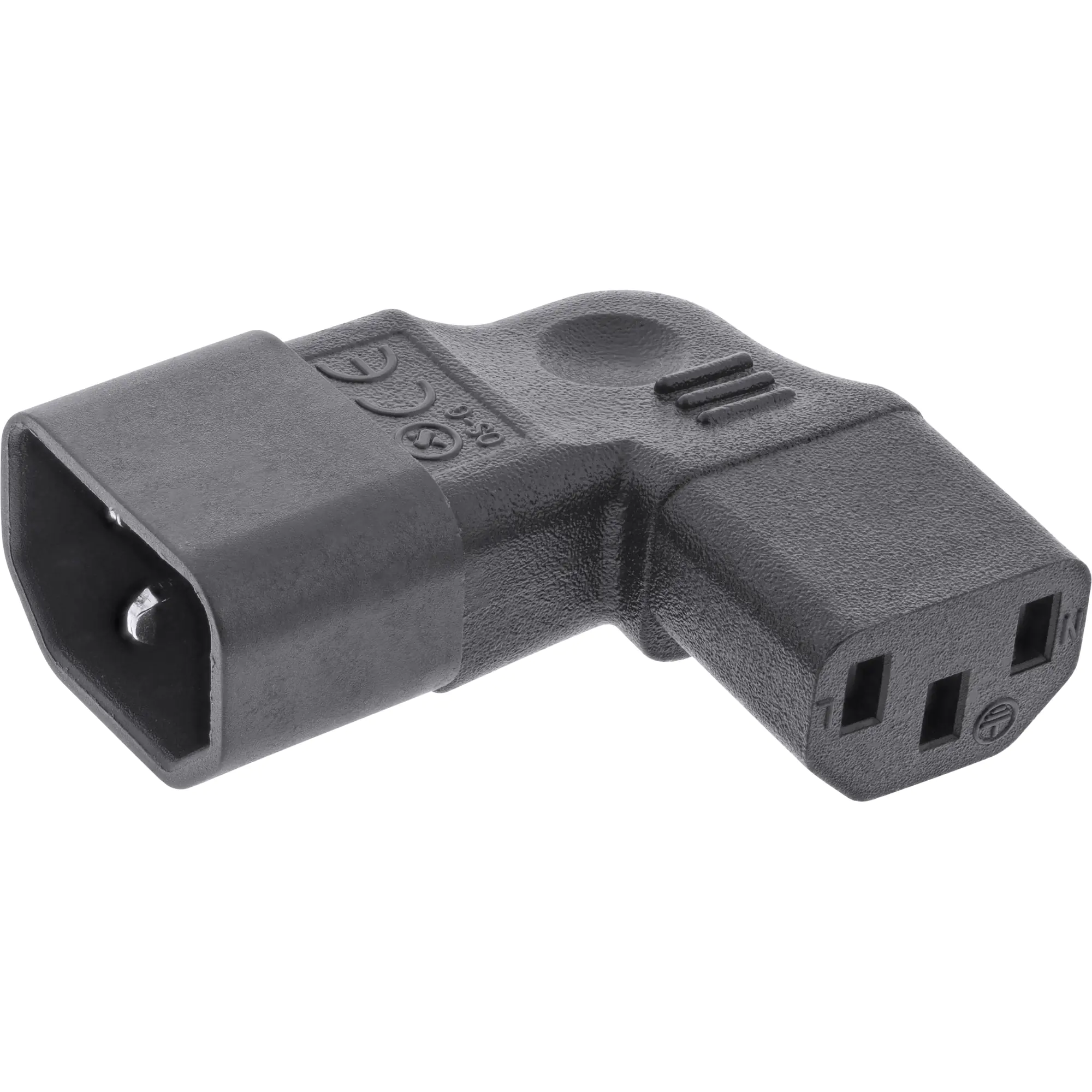 InLine Netzadapter IEC 60320 C14 / C13 - L/R gewinkelt - 3pol Kaltgeräte 16723E
