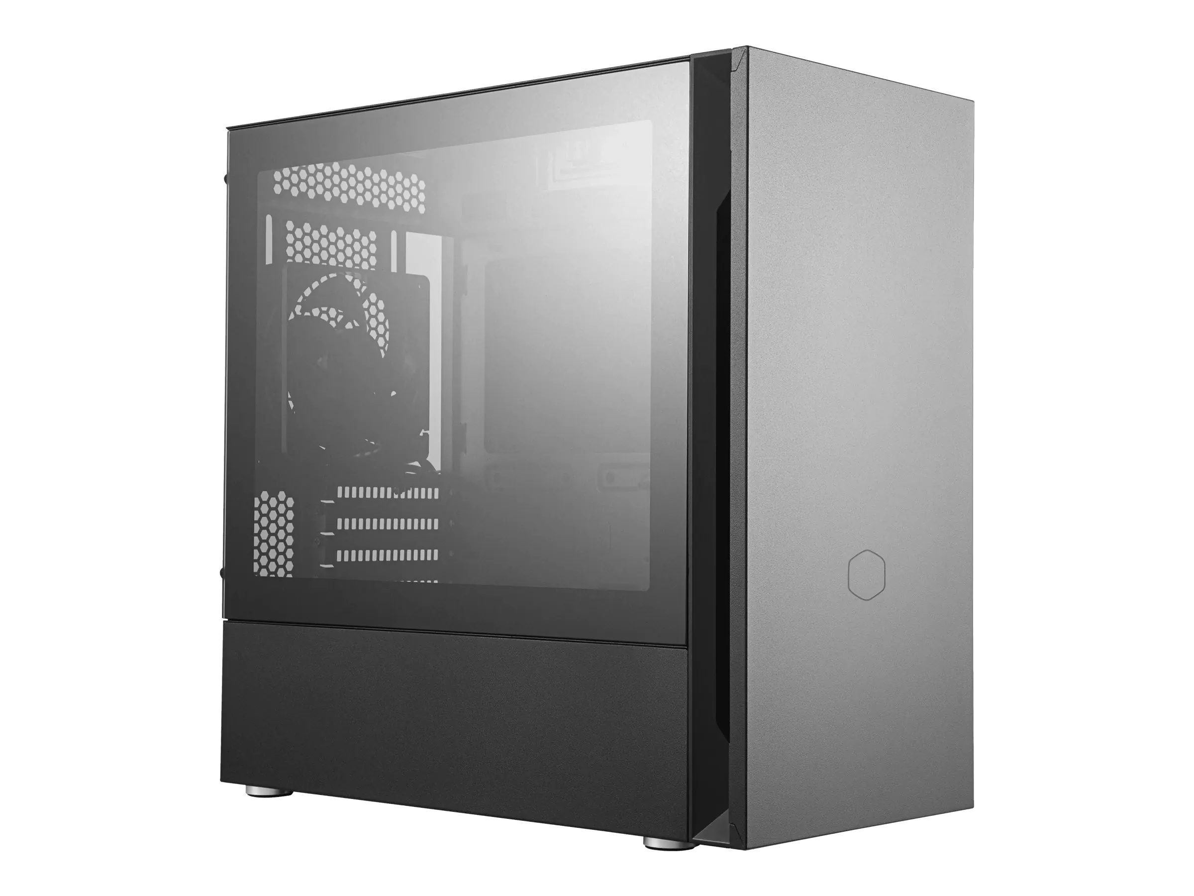 CoolerMaster Silencio S400 - Tower - micro ATX - Seitenteil mit Fenster (gehärtetes Glas) - keine Spannungsversorgung (ATX / PS/2) - Schwarz - USB/Audio
